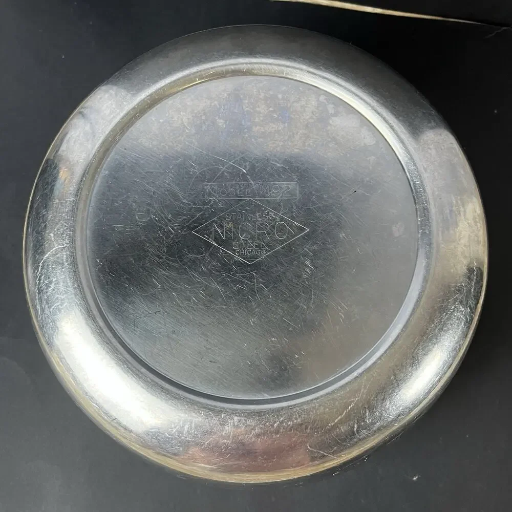 Vintage Nicro 9” Stainless 3qt Mixing Bowl M92 Rolled Lip Chicago USA Heavy Duty